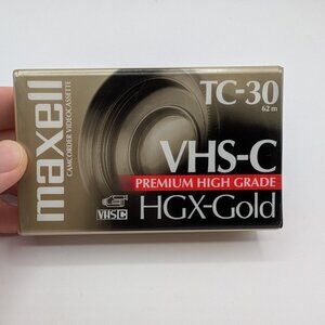 Maxell TC-30 VHS-C Premium High Grade HGX-Gold Camcorder Tape - NEW & SEALED
